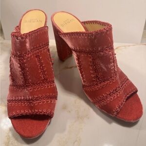 Alexandre Birman Pink Velvet Block Heel Mules NWOT